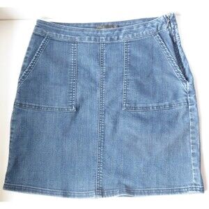 prAna Women’s A-Line Denim Skirt – Size 2 High-Rise Cotton Blend with Pockets